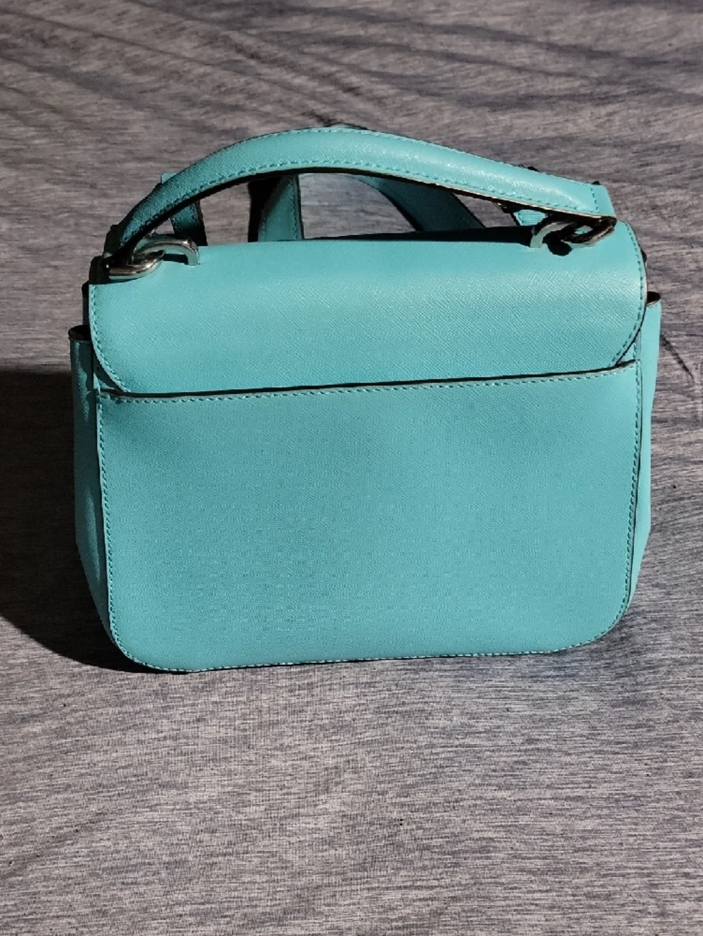 Michael Kors Robins Egg Blue Leather Crossbody Bag with Top Handle